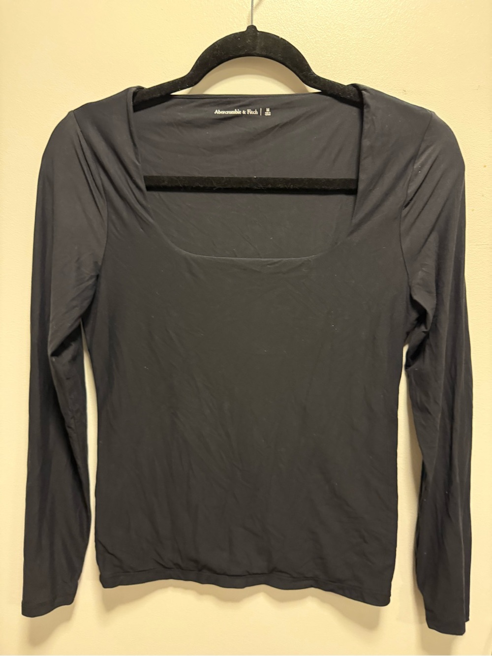 Abercrombie & Fitch Long Sleeve Square Neck Top - Black